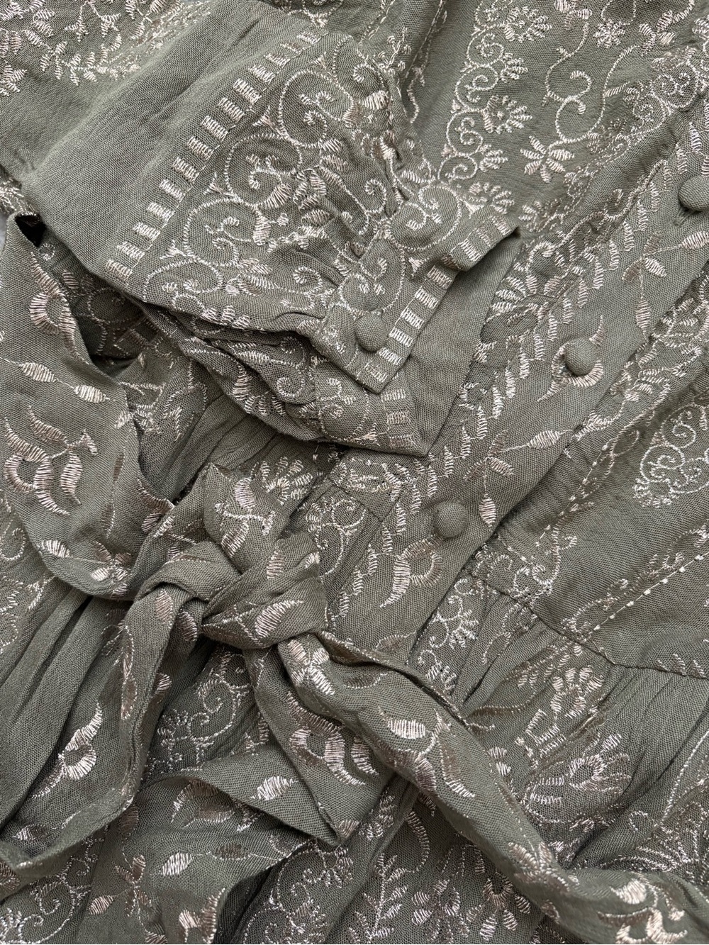 NWT! Hale Bob Bohemian Embroidered Tiered Button-front Maxi Dress, Women’s XS - Picture 4 of 8